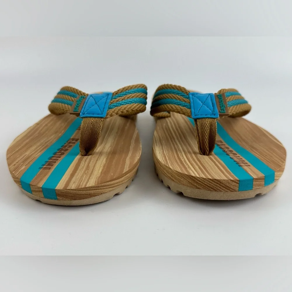 Eagsouni Unisex Flip Flops, Casual Comfort Thong Sandals Tan/Blue Size 41 - Picture 2 of 11
